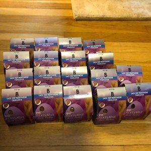 18 pairs of NEW in package L'eggs Silken Mist Nude TOELESS pantyhose Size B